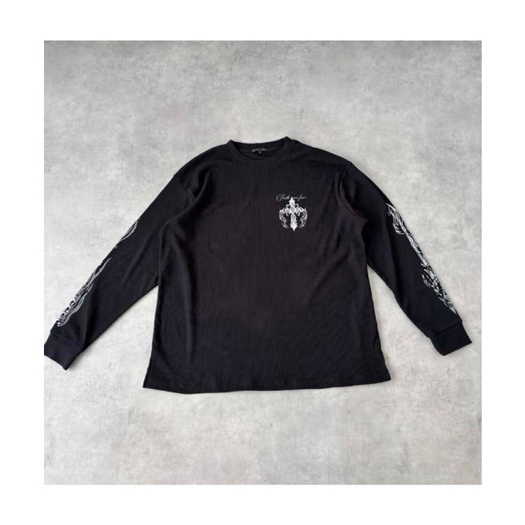 クロス×スカルプリント ワッフルロンT メンズ ロングＴシャツ 十字架 | 8（eight）  | 詳細画像8 