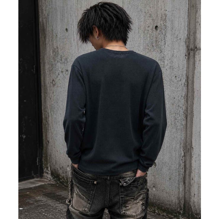 クロス刺繍 ワッフルヘンリーネックロンT メンズ Tシャツ ロング  | 8（eight）  | 詳細画像2 
