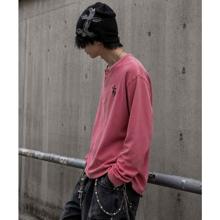 クロス刺繍 ワッフルヘンリーネックロンT メンズ Tシャツ ロング  | 8（eight）  | 詳細画像4 