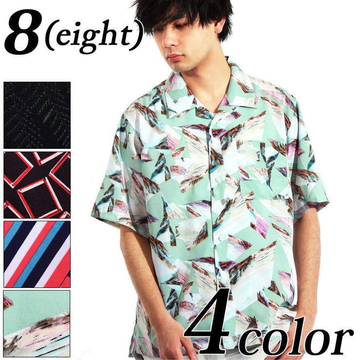 総柄シャツ メンズ 半袖シャツ全4色[品番：EH000005055]｜8（eight