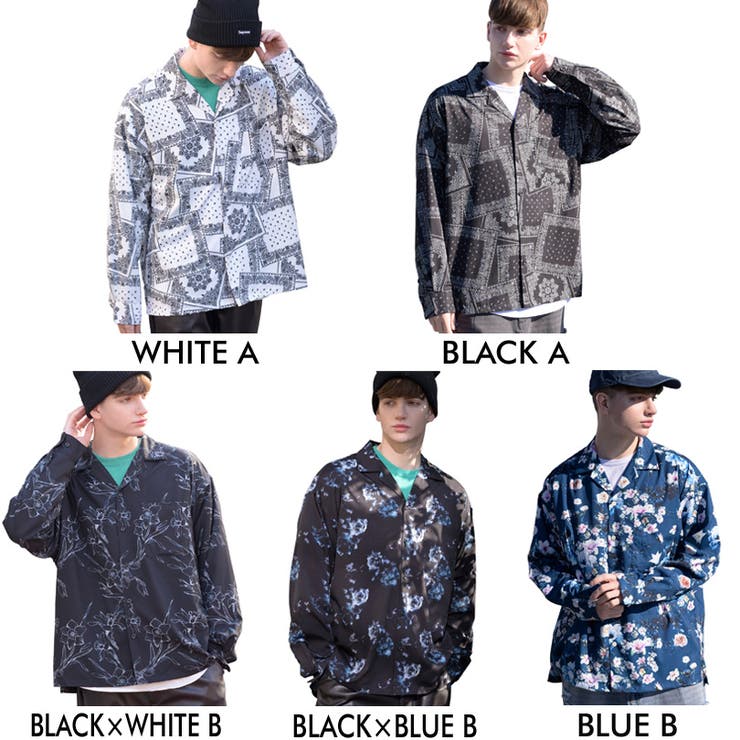 総柄ビッグ開襟シャツ オープンカラーシャツ メンズ[品番