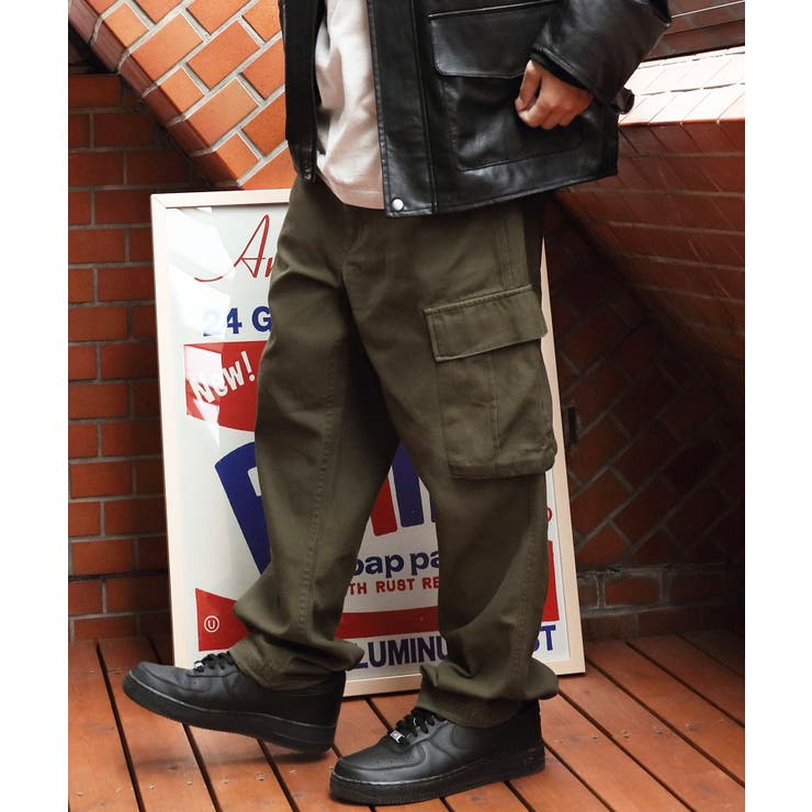 オリーブ | ツイルカーゴパンツ メンズ ワイドパンツ | 8（eight） 