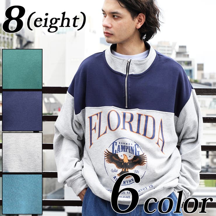 8gshoot 新品ハーフジップ ハーフジップスウェット メンズ ロゴ[品番：EH000005863]｜8（eight