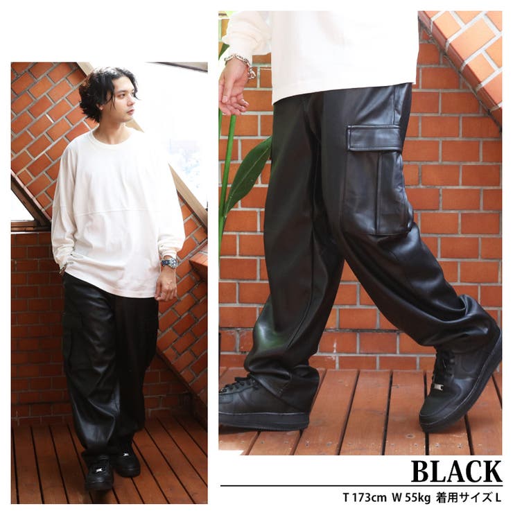 カーゴパンツ メンズ PUレザー[品番：EH000006072]｜8（eight