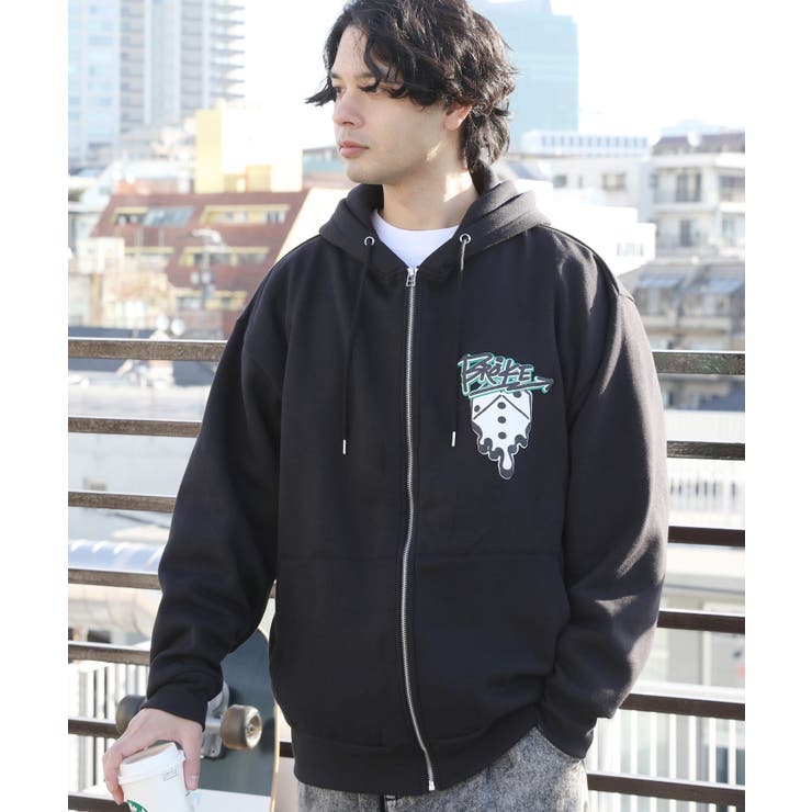 グラフィックパーカー メンズ ジップパーカー 裏起毛[品番
