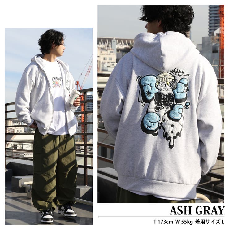 グラフィックパーカー メンズ ジップパーカー 裏起毛[品番