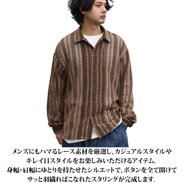 レースシアーオーバーシャツ メンズ シャツ 長袖 [品番
