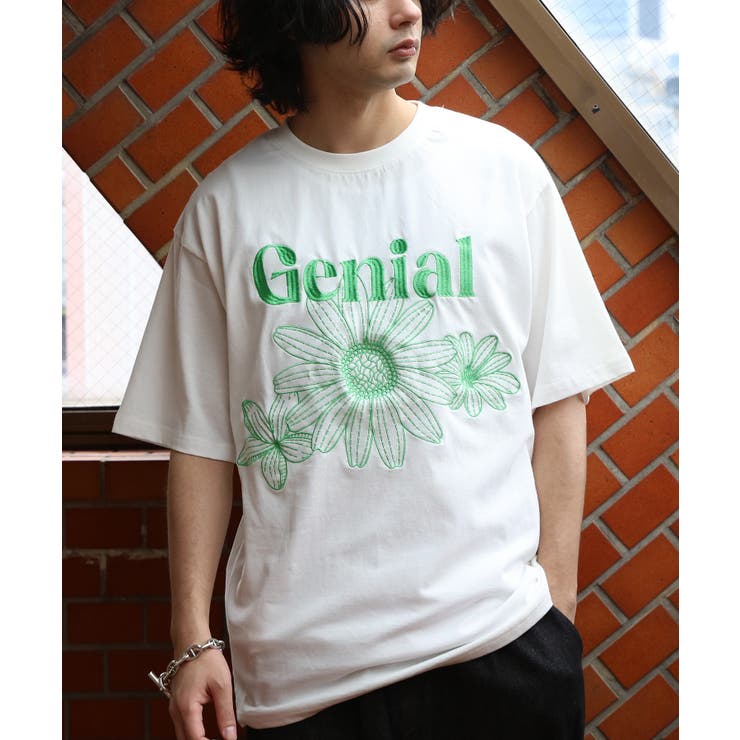 Tシャツ メンズ Tシャツ 半袖 フラワー 刺繍 ストリート [品番