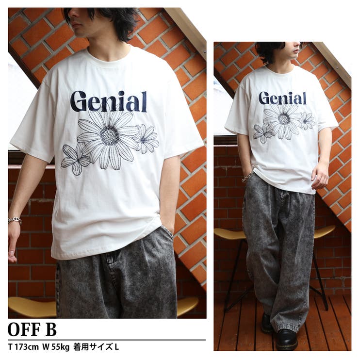 Tシャツ メンズ Tシャツ 半袖 フラワー 刺繍 ストリート [品番