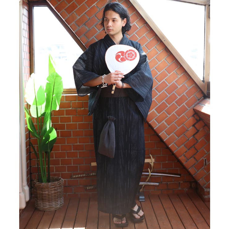 浴衣 メンズ 格子 浴衣 単品 コットン 夏 総柄 花火大会に[品番