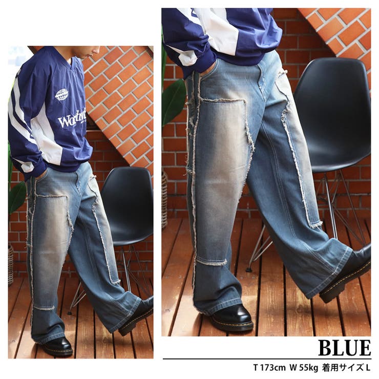 ダブルニーフリンジ加工デニムパンツ メンズ レディース デニム | 8（eight）  | 詳細画像3 