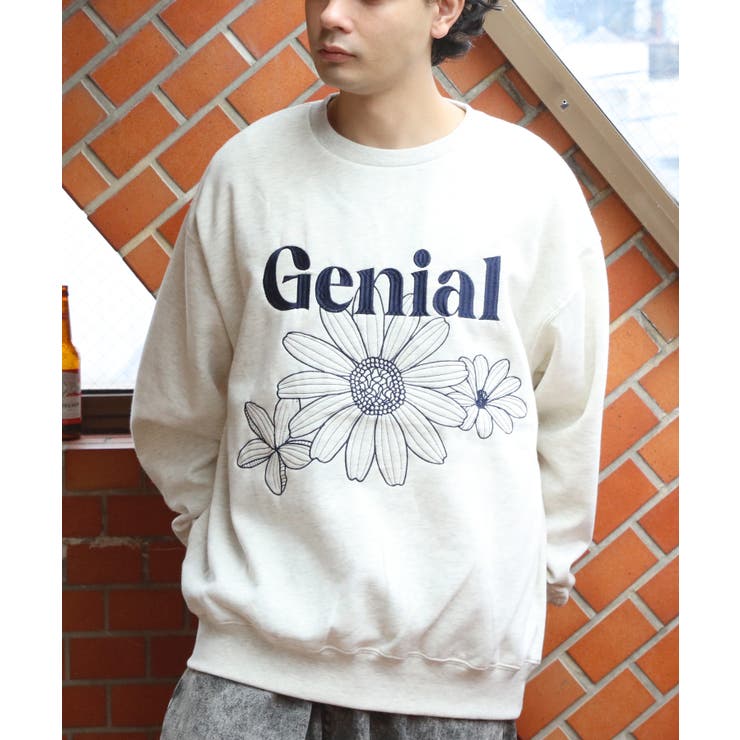 スウェット・トレーナー Cotton Flower Print Sweater フラワー刺繍トレーナー メンズ スウェット レディース にも