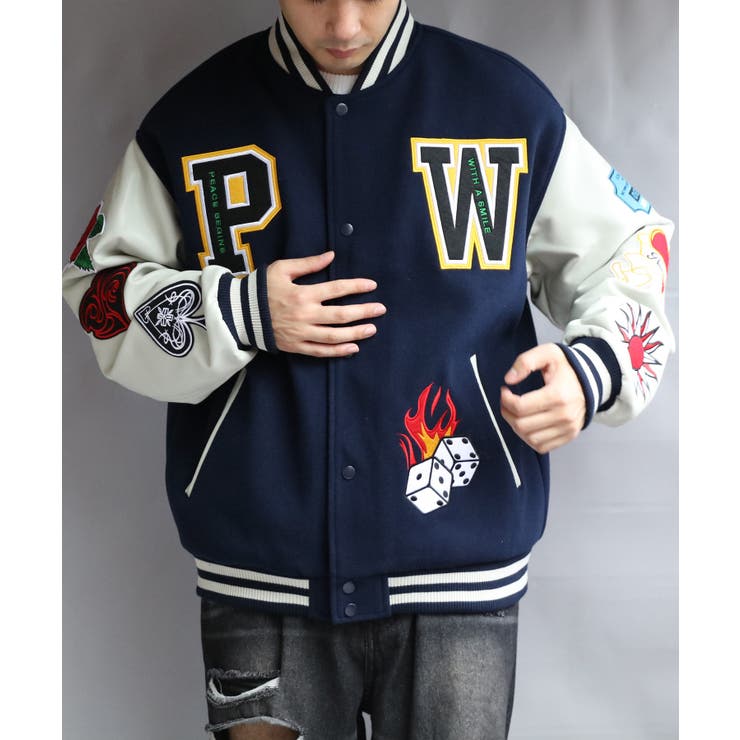 スタジャン メンズ レディース ワッペン アウター ストリート[品番