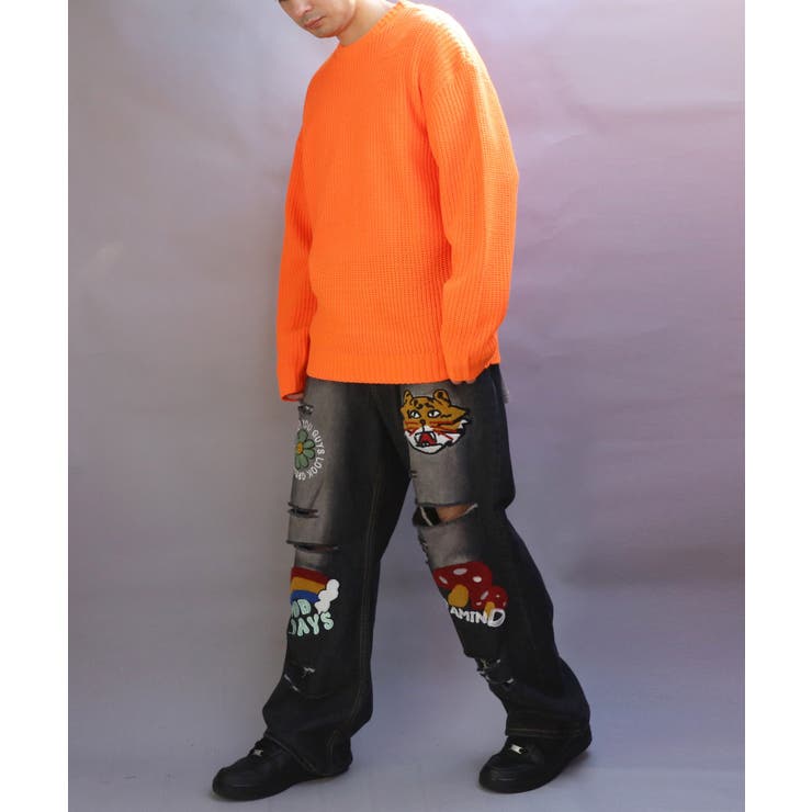 ししまる 8/25 L ダメージパンツ B:MING by BEAMS（ビーミング by ビームス）ダメージ デニム