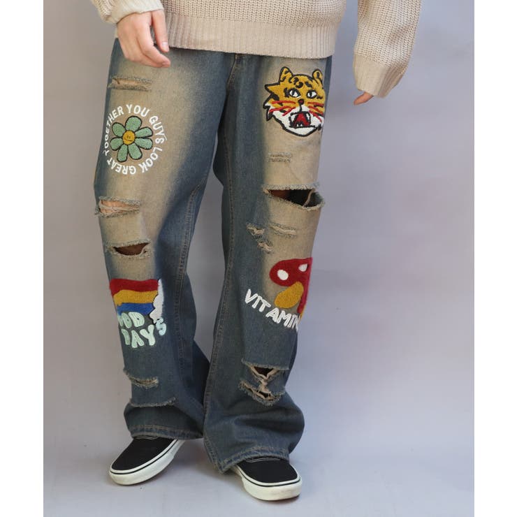 ししまる 8/25 L ダメージパンツ ししまる 8/25 L ダメージパンツ 8（eight） ダメージデニム