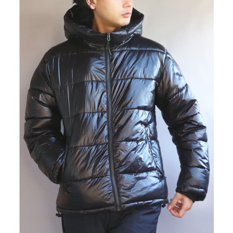 ブラック | 中綿フードジャケット メンズ シレ加工 アウター 防風 撥水 | 8（eight） 