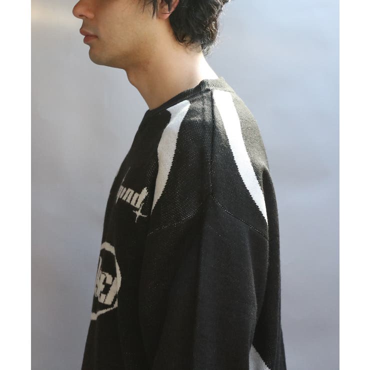 サッカーデザインクルーニット メンズ ニットセーター ストリート