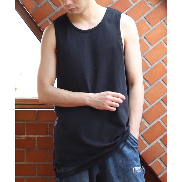ダメージ加工 タンクトップ メンズ ヴィンテージ クラッシュ加工 [品番