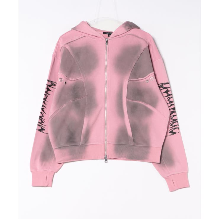 スプレー加工切り替えZIPパーカー メンズ パーカー ショート丈[品番