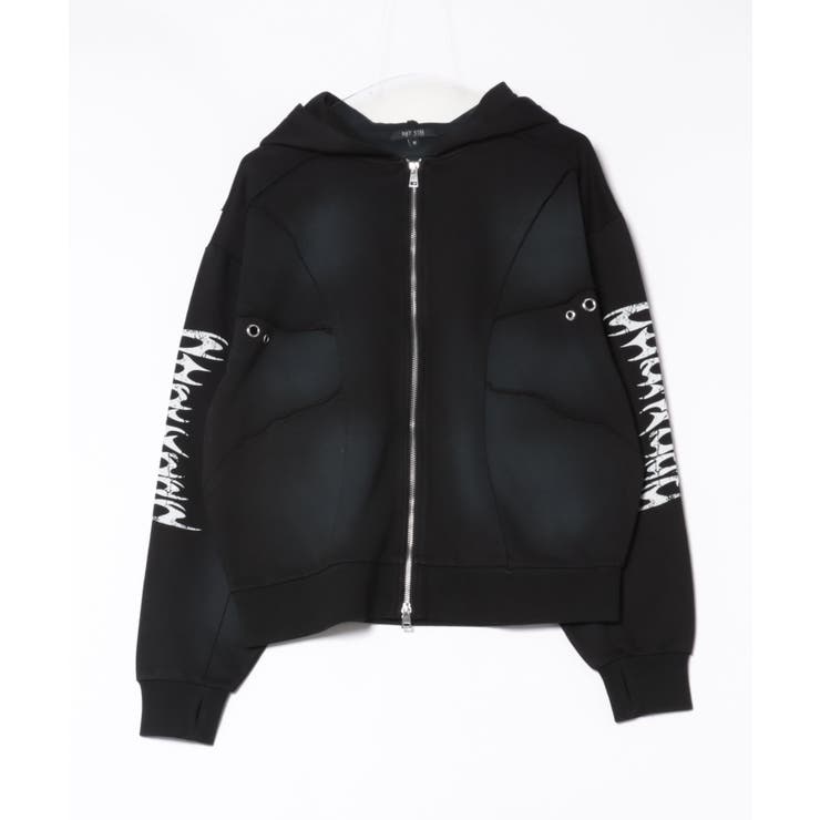 パーカー スプレー加工切り替えZIPパーカー メンズ パーカー ショート丈[品番