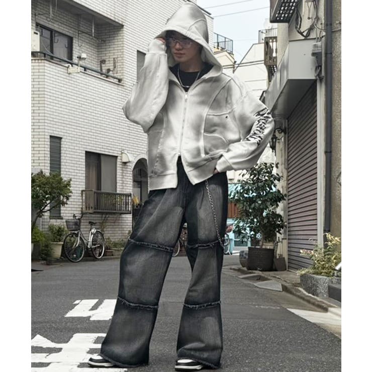 スプレー加工切り替えZIPパーカー メンズ パーカー ショート丈 | 8（eight）  | 詳細画像3 