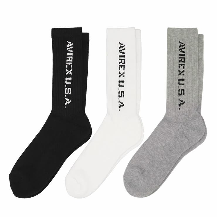 2.クルー(無地A) | 【3足セット】AVIREX ソックス 無地 | 99HeadwearShop