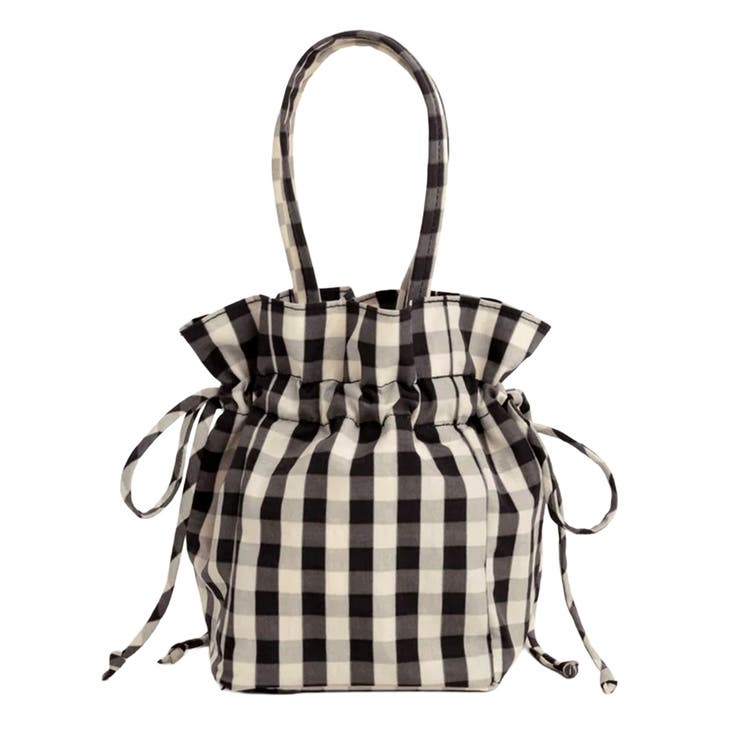4.Gingham(Black/Cream) | BAGGU 巾着バッグ ショルダーバッグ | 99HeadwearShop【WOMEN】