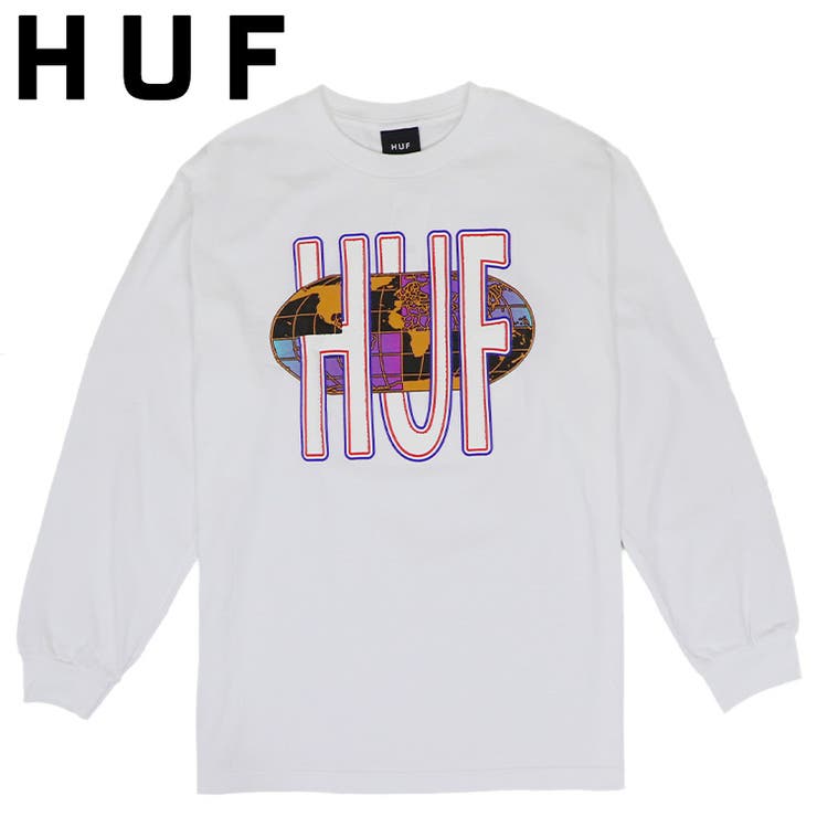 ハフ バックプリント 長袖 Tシャツ S 白系 HUF ロゴ メンズ   【230926】 メール便可