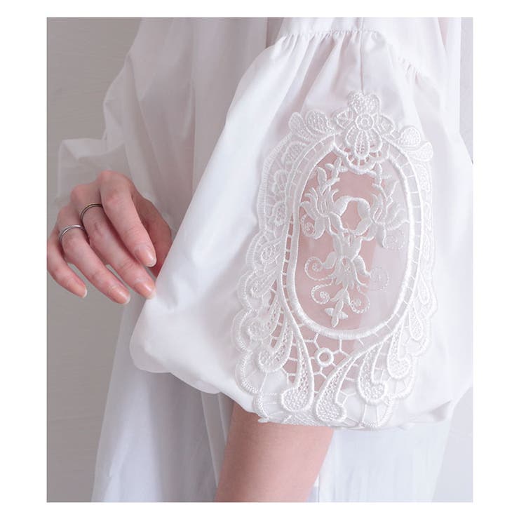 花刺繍レースのぽわん袖トップス【3月25日8時販売新作】