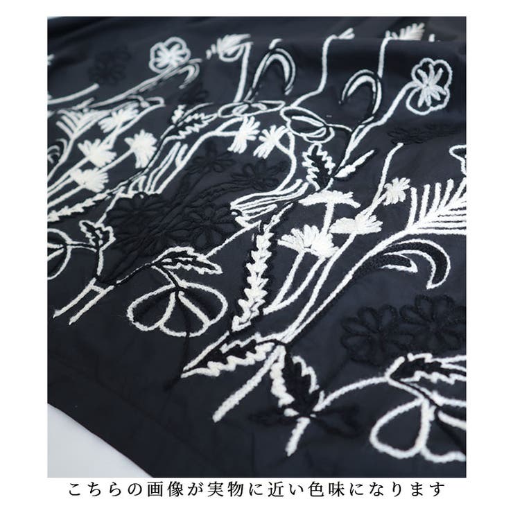 後ろ草花刺繍のふんわりコットンシャツチュニック【5月15日8時販売新作】