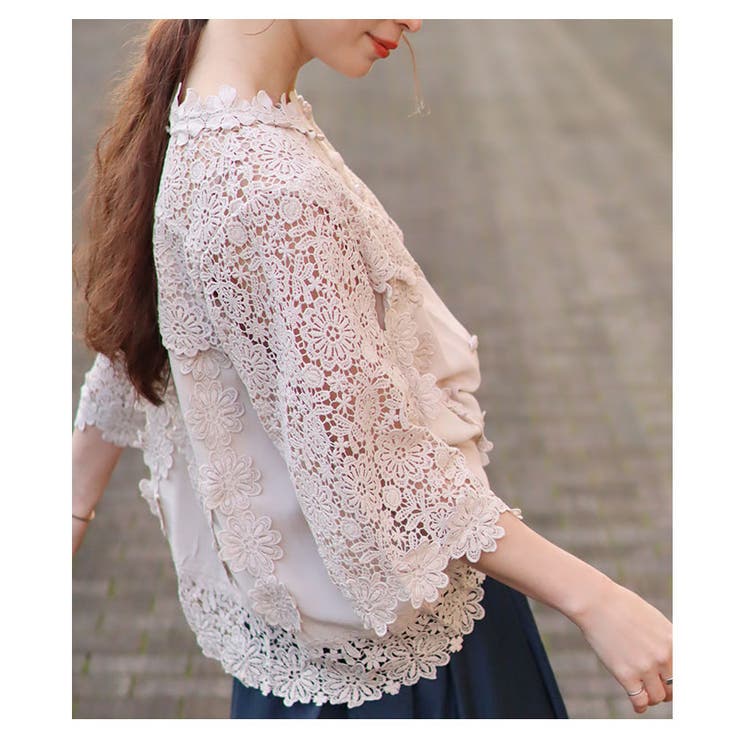 華やかなデコルテ花刺繍トップス【3月24日8時販売新作】