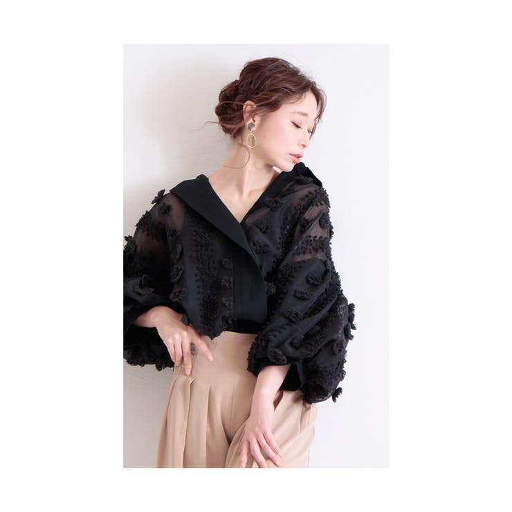 花模様のぽわん袖シースルートップス レディース ファッション | Sawa a la mode | 詳細画像3 