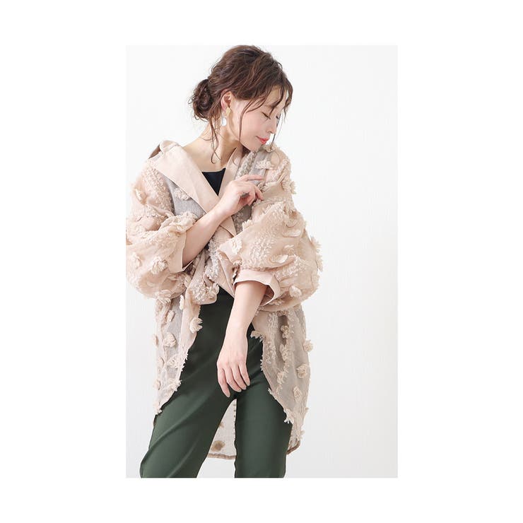 花模様のぽわん袖シースルートップス レディース ファッション 花模様のぽわん袖シースルートップス レディース ファッション