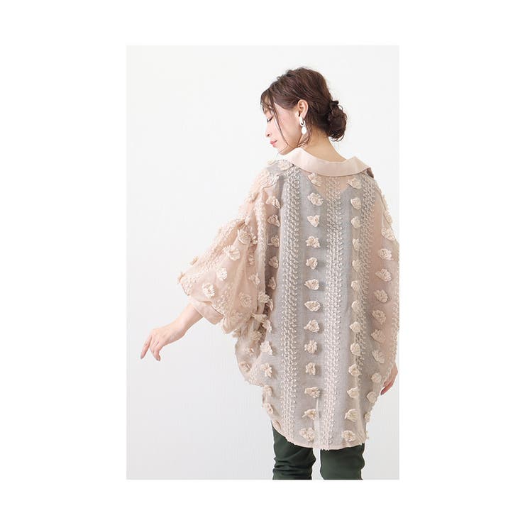 花模様のぽわん袖シースルートップス レディース ファッション 花模様のぽわん袖シースルートップス レディース ファッション