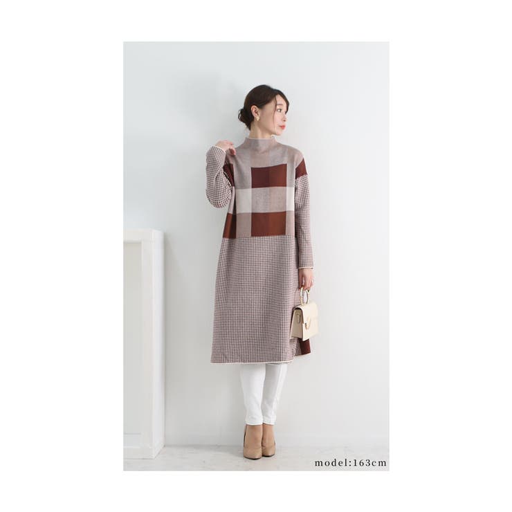 レトロなチェック模様のニットワンピース レディース ファッション | Sawa a la mode | 詳細画像8 
