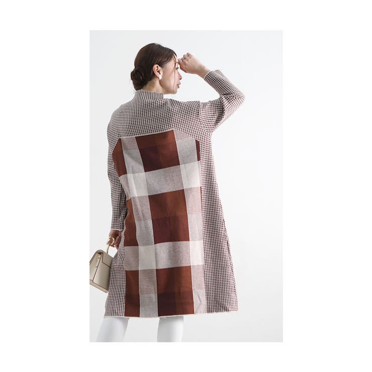 レトロなチェック模様のニットワンピース レディース ファッション | Sawa a la mode | 詳細画像12 