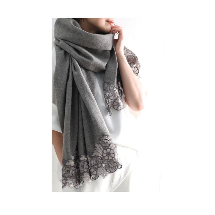 花刺繍レース流れる上質ストール レディース ファッション[品番