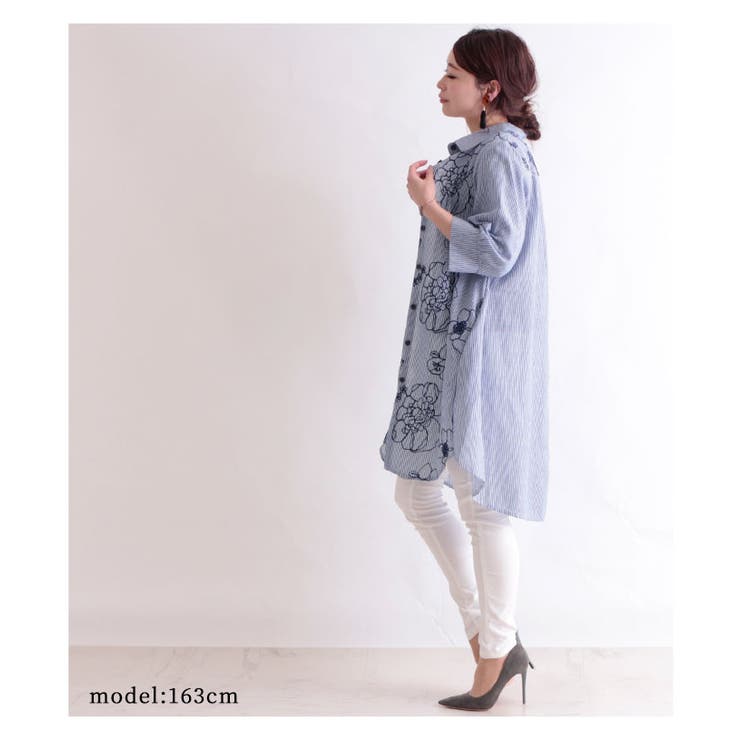 巻き散る花たちロングシャツ【7月20日22時販売新作】