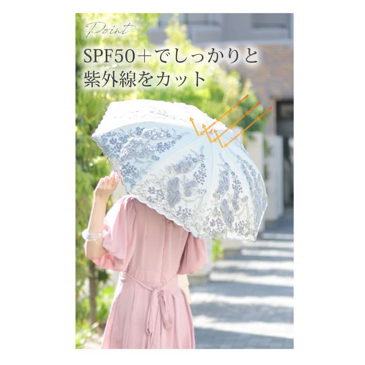 エレガントな花咲き誇る晴雨兼用折りたたみ日傘 レディース