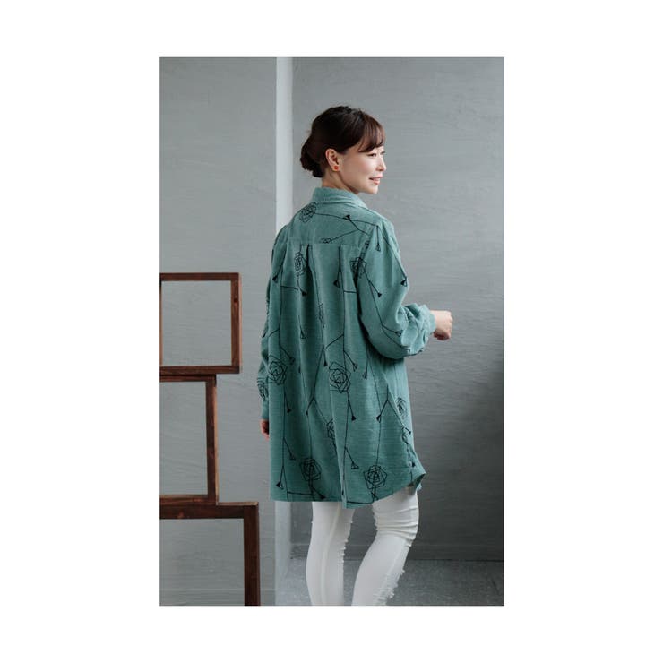 幾何学なお花模様のコーデュロイシャツ レディース ファッション | Sawa a la mode | 詳細画像12 