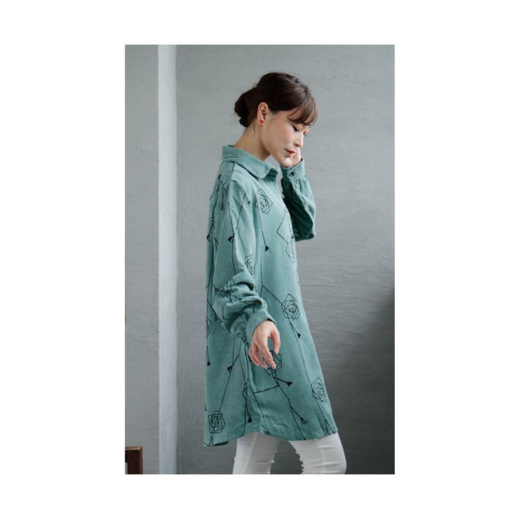 幾何学なお花模様のコーデュロイシャツ レディース ファッション | Sawa a la mode | 詳細画像19 