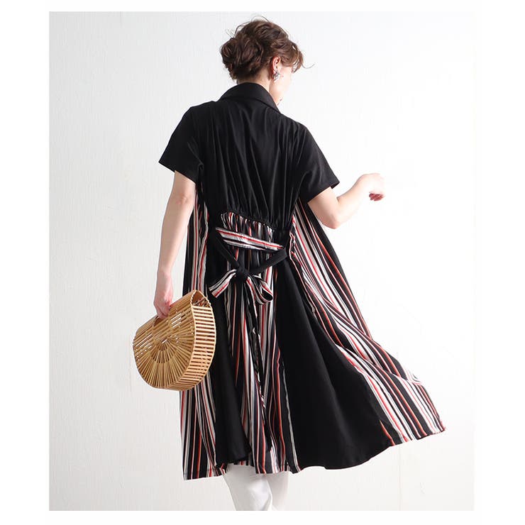 ストライプの上品なシャツワンピース レディース ファッション[品番：SLMW0007494]｜Sawa a la mode（サワアラモード  ）のレディースファッション通販｜SHOPLIST（ショップリスト）