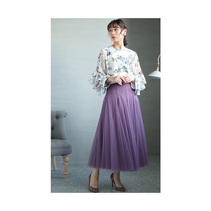 華やかなフリル袖の花柄ブラウス【4月7日8時販売新作】
