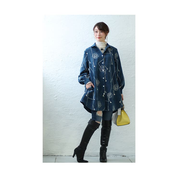 幾何学なお花模様のコーデュロイシャツ レディース ファッション | Sawa a la mode | 詳細画像20 