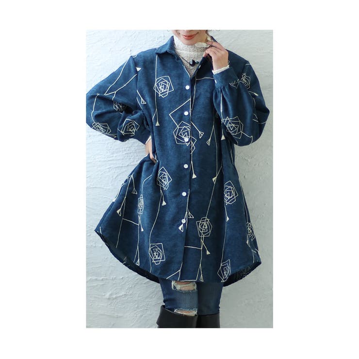 幾何学なお花模様のコーデュロイシャツ レディース ファッション | Sawa a la mode | 詳細画像24 