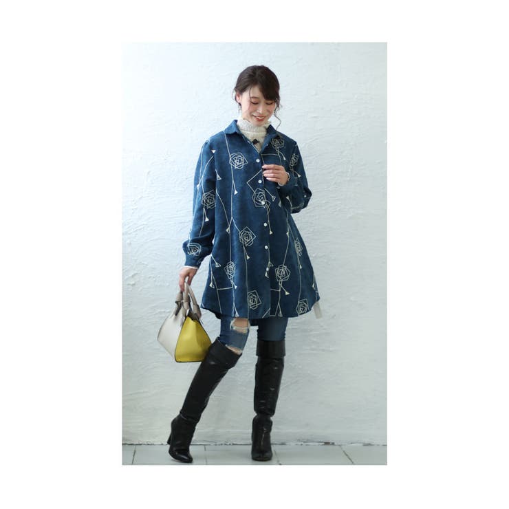 幾何学なお花模様のコーデュロイシャツ レディース ファッション | Sawa a la mode | 詳細画像25 