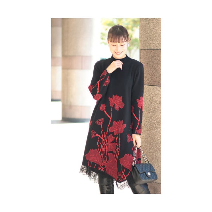 草花立ち昇るレース付きニットワンピース レディース 長袖 | Sawa a la mode | 詳細画像20 