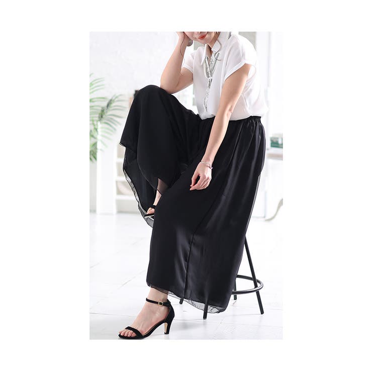 ふわっとシフォンが重なるワイドパンツ【9月2日20時販売新作】