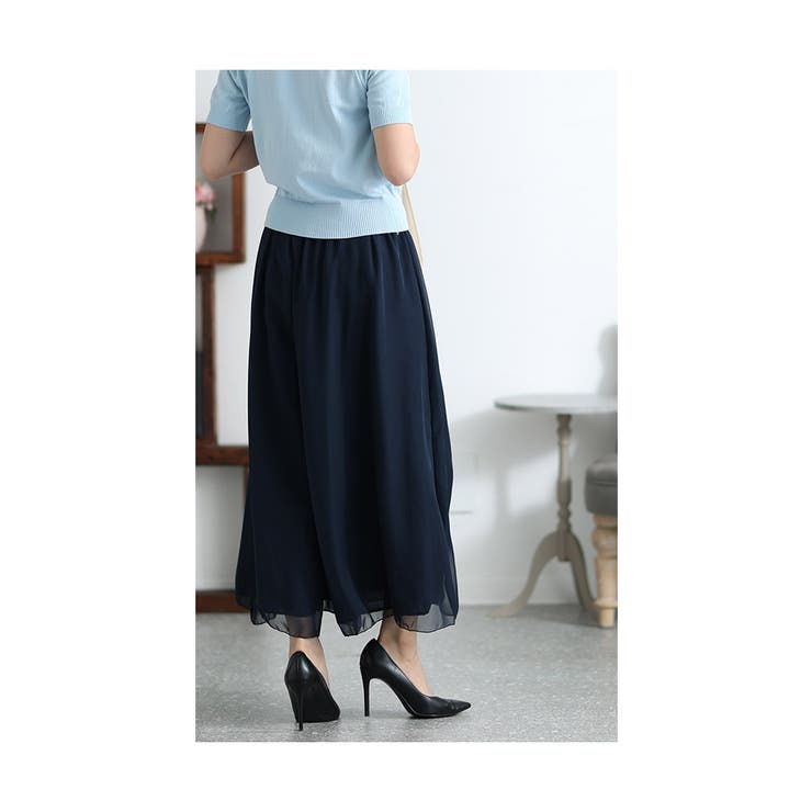 ふわっとシフォンが重なるワイドパンツ【9月2日20時販売新作】