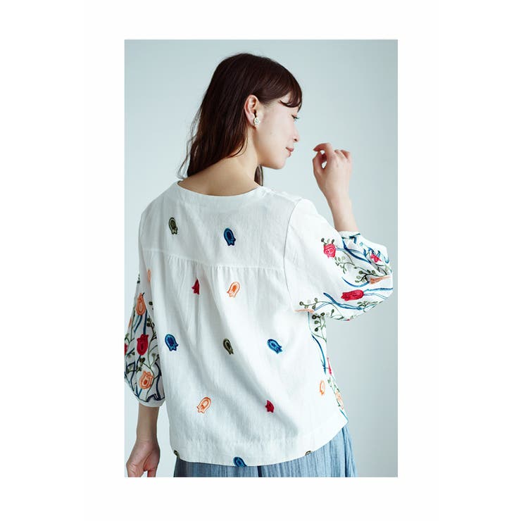 艶やかなチューリップ畑の刺繍シャツブラウス レディース ファッション | Sawa a la mode | 詳細画像13 